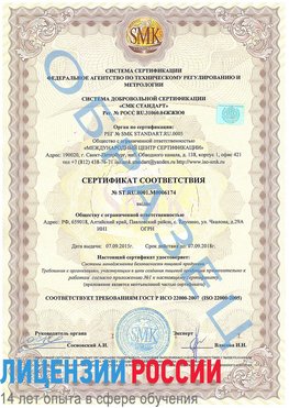 Образец сертификата соответствия Бугульма Сертификат ISO 22000